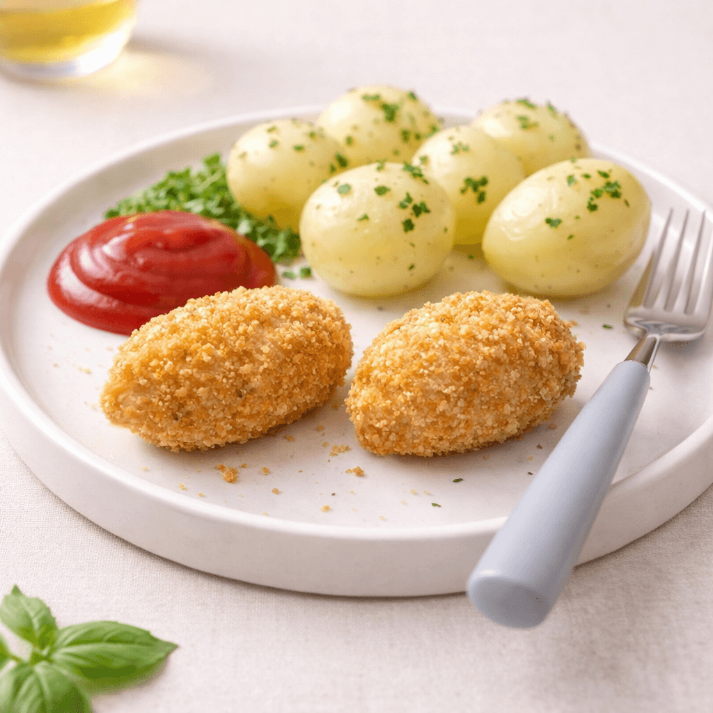 Croquetas de merluza con patatas
